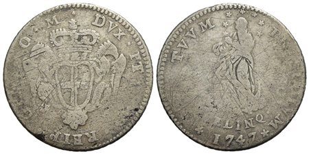 GENOVA - Dogi Biennali (terza fase, 1637-1797) - 2 Lire - 1747 - AG NC CNI 2/3; MIR 315/1<br>MB