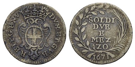 GENOVA - Dogi Biennali (terza fase, 1637-1797) - 2,5 Soldi - 1671 - Stemma coronato - R/ Scritta - A