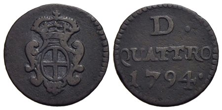 GENOVA - Dogi Biennali (terza fase, 1637-1797) - 4 Denari - 1794 - CU CNI 16; Mont. 24 Con cartellin
