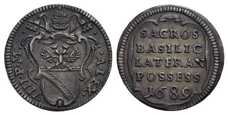 ROMA - Alessandro VIII (1689-1691) - Mezzo grosso - 1689 - Stemma sormontato da triregno e chiavi de