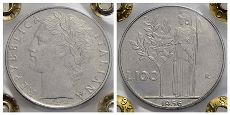 Repubblica Italiana (emissioni in lire) (1946-2001) - 100 Lire - 1956 - AC Mont. 6 Periziata Rocco d