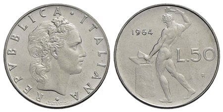 Repubblica Italiana (emissioni in lire) (1946-2001) - 50 Lire - 1964 - AC Mont. 23<br>FDC