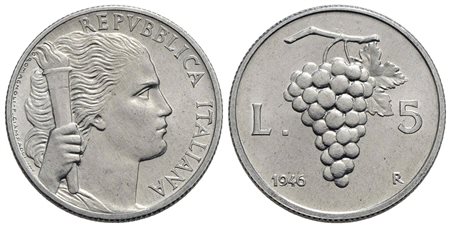 Repubblica Italiana (emissioni in lire) (1946-2001) - 5 Lire - 1946 - IT RR Mont. 3<br>FDC