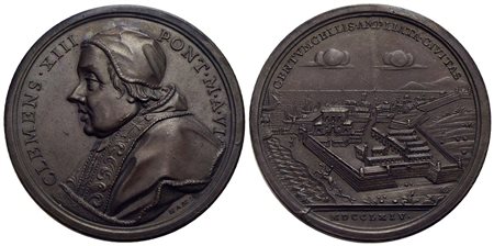 PAPALI - Clemente XIII (1758-1769) - Medaglia - 1763 - Ampliamento di Civitavecchia - Busto a s. con