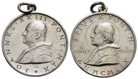 PAPALI - Giovanni XXIII (1958-1963) - Medaglia - 1959 - Busto a s. - R/ Busto a s. di Pio XII Opus: 