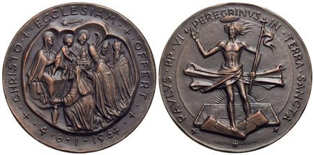 PAPALI - Paolo VI (1963-1978) - Medaglia - 1964 - Viaggio in Terra Santa - Cristo risorge dal sepolc
