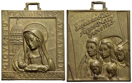 RELIGIOSE - Medaglia - 1918-1948 30° anno Gioventù femminile Azione cattolica - La Vergine e il Bamb