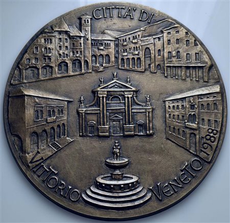 CITTA' - Vittorio Veneto - Medaglia - 1988 - I palazzi della città Ø: 212 mm. - OT Uniface con fori 