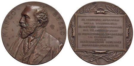 PERSONAGGI - Marco Besso (imprenditore) (1843-1920) - Medaglia - 1859-1899 Le assicurazioni Generali
