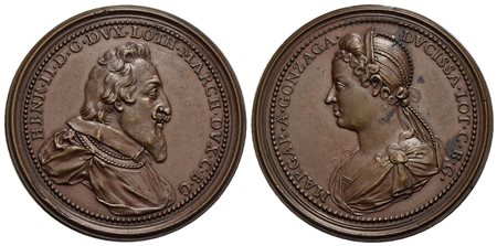 PERSONAGGI - Margherita Gonzaga (1564-1618) - Medaglia - Busto di Enrico II - R/ Busto di Margherita