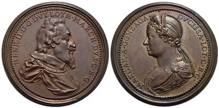 PERSONAGGI - Margherita Gonzaga (1564-1618) - Medaglia - Busto di Enrico II - R/ Busto di Margherita