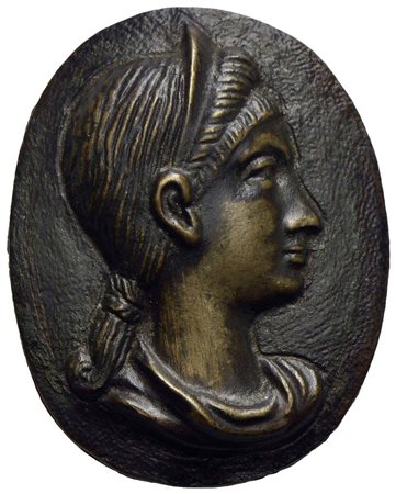 PERSONAGGI - Plotina (moglie di Traiano) (65-121) - Placchetta - (AE g. 39) mm. 44 x 55<br>SPL