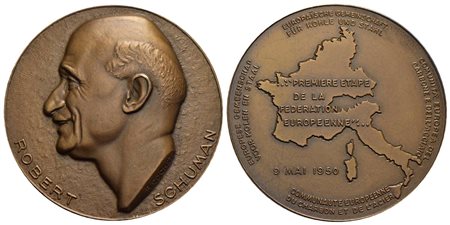 PERSONAGGI - Robert Schuman (politico francese) (1886-1963) - Medaglia - 1950 - A ricordo della sua 