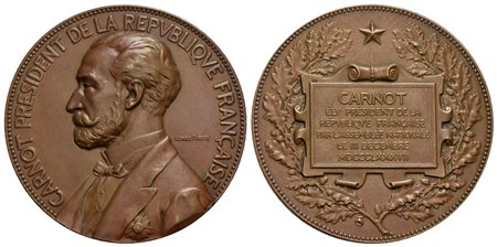 PERSONAGGI - Sadi Carnot (Presidente Francia) (1837-1894) - Medaglia - 1887 - Per la sua nomina - Bu