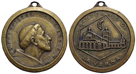 PERSONAGGI - San Francesco d'Assisi (1182-1226) - Medaglia - Santuario di La Verna - Testa a d. - R/