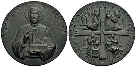 PERSONAGGI - Sant'Ambrogio (patrono di Milano) (337-397) - Medaglia - 1940 - XVI° centenario della n