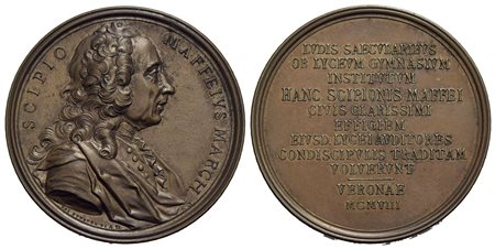 PERSONAGGI - Scipione Maffei (1675-1755) - Medaglia - 1908 - Liceo - Busto a d. - R/ Scritta Opus: S