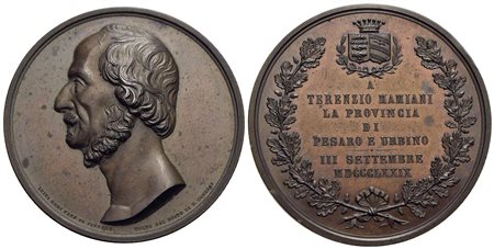 PERSONAGGI - Terenzio Mamiani (Filosofo e politico) (1799-1885) - Medaglia - 1879 - Pesaro - Busto a