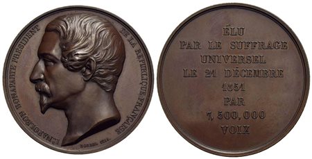 FRANCIA - Napoleone III (1852-1870) - Medaglia - 1851 - Plebiscito - Testa a s. - R/ Scritta Opus: B