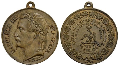 FRANCIA - Napoleone III (1852-1870) - Medaglia - 1852 - Ripristino del regime imperiale - Testa laur