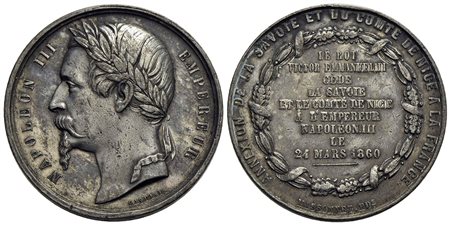 FRANCIA - Napoleone III (1852-1870) - Medaglia - 1860 - Per la cessione della Savoia e di Nizza da p
