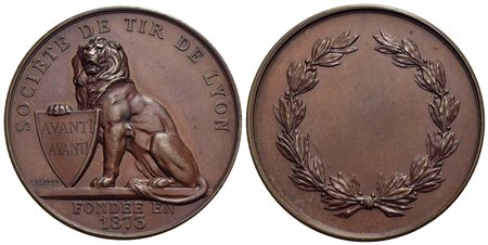 FRANCIA - Terza Repubblica (1870-1940) - Medaglia - 1873 - Fondazione della società di tiro a Lione 