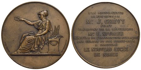 FRANCIA - Terza Repubblica (1870-1940) - Medaglia - 1887 - Inaugurazione liceo di Nimes - Allegoria 