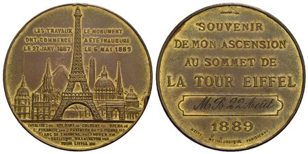 FRANCIA - Terza Repubblica (1870-1940) - Medaglia - 1889 - Souvenir della salita al 1 e 2 piano dell