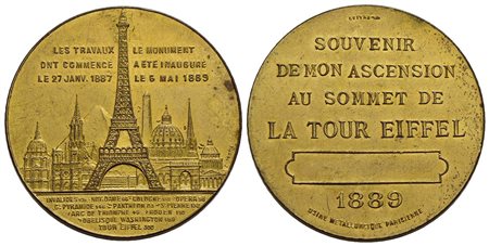 FRANCIA - Terza Repubblica (1870-1940) - Medaglia - 1889 - Souvenir della salita al 1 e 2 piano dell