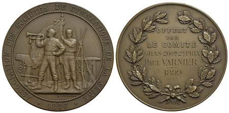 FRANCIA - Terza Repubblica (1870-1940) - Medaglia - 1899 - Offerta dal comitato per il 2° posto 200 