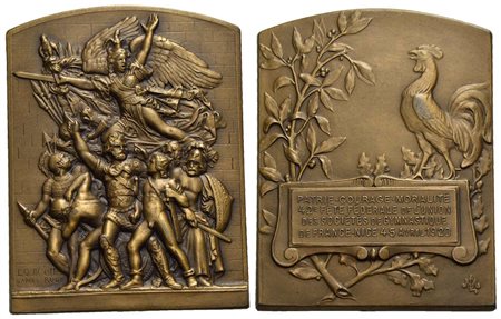 FRANCIA - Terza Repubblica (1870-1940) - Placchetta - 1920 - Società Ginnastica Rude - (AE g. 125,3)