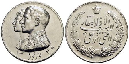 IRAN - Reza Pahlavi (1941-1979) - Medaglia - 1966 - I busti dei sovrani a s. - R/ Corona tra scritte