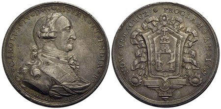 MESSICO - Carlo IV (1788-1808) - Medaglia - 1789 - Annuncio del Re - Busti del Re a d. - R/ Stemma d