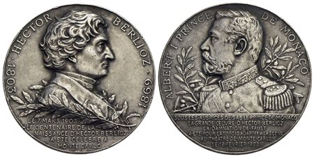 MONACO - Alberto (1889-1922) - Medaglia - 1903 - 100° della nascita di Berlioz - Busto di Berlioz a 