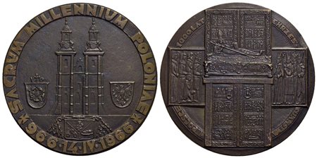 POLONIA - Medaglia - 966-1966 - Sacrum millenium poloniae - Cattedrale di Poznan e scritta circolare