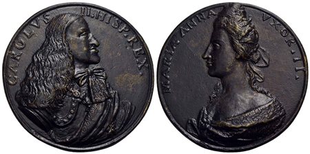 SPAGNA - Carlo II (1674-1700) - Medaglia - Matrimonio con Maria Anna von Pfalz-Neuburg - Busto a d. 