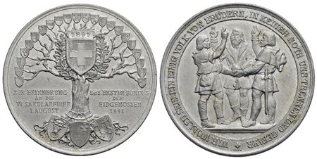 SVIZZERA - Medaglia - 1891 Ø: 50 mm. - (AL g. 15,9)<br>FDC