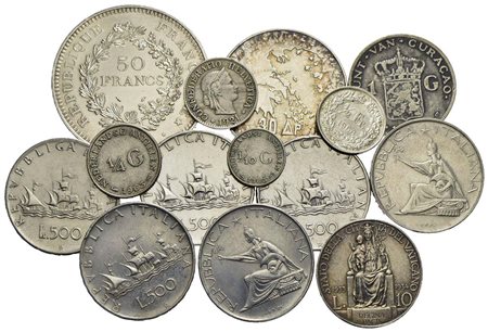 Estere - Lotto di 14 monete in Ag<br>Varie