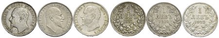 Estere - BULGARIA -Leva 1891 KB - 1910 e 1913 - Lotto di tre monete<br>med. SPL