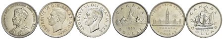 Estere - CANADA - Dollaro 1935, 1939 e 1943 - Lotto di tre monete<br>med. BB