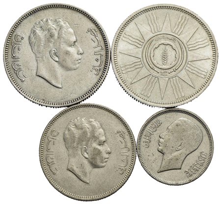 Estere - IRAQ - Lotto di 4 monete tutte diverse in Ag. -<br>BB÷SPL+