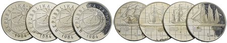 Estere - MALTA - 5 Liri 1984 Storia marittima - Proof (Kr. 67-70) - Lotto di 4 monete tutte diverse<