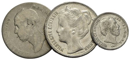 Estere - OLANDA - 1/2 gulden 1847 e 1908, 10 c. 1878 - Lotto di tre monete<br>qBB÷SPL+