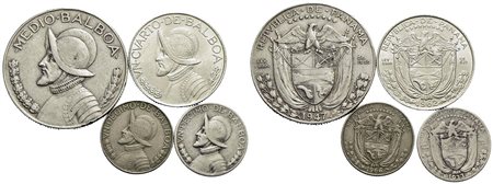 Estere - PANAMA - Lotto di 4 monete in Ag. -<br>BB÷qFDC