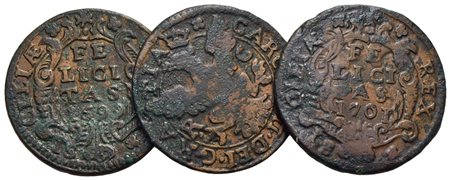 Zecche Italiane - PALERMO - grano 1699-1700-1701 - Lotto di tre monete<br>Varie