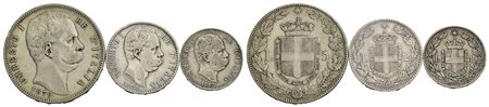 Savoia - Umberto I (1878-1900) - 5 Lire - 5 Lire 1879 assieme a 2 L. 1882 e lira 1887 - Lotto di tre