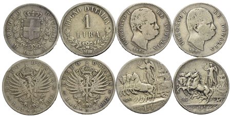 Savoia - Vittorio Emanuele III (1900-1943) - Lira - Lira - Lotto di 8 pz.: 2 V.E. II (Stemma e valor