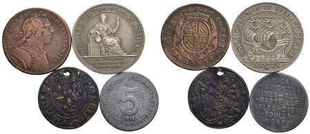 Gettoni - FRANCIA - Lotto di 4 gettoni diversi -<br>BB+÷SPL+