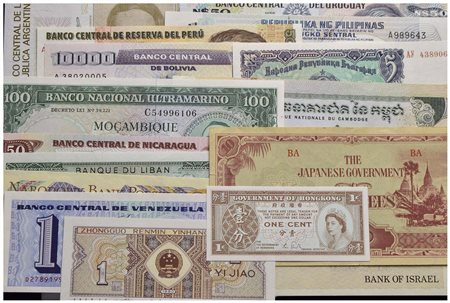 Cartamoneta-Estera - Lotto di 16 banconote in alta conservazione Oriente, Sud. America e altri paesi