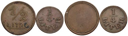 Gettoni - Gettone - 1/2 litro alimentare Ø: 25 mm. - AE Uniface, assieme a 1/4 liter coniato a medag